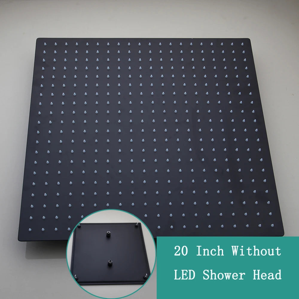Kemaidi Shower Head Black Led Square Rainfall Shower