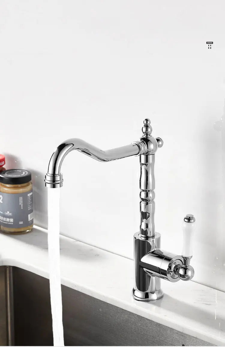 French Vintage Faucet Brass European Classical Silver Faucet