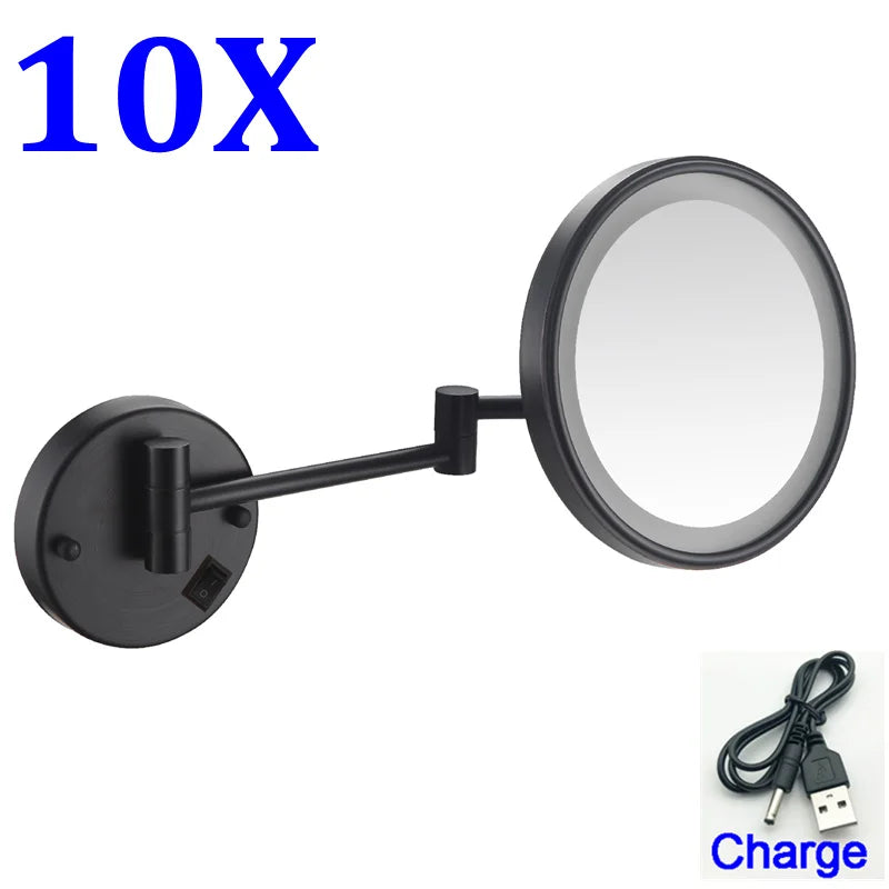 Rechargeable Led Folding Bathroom Makeup Mirror Wall Mounted