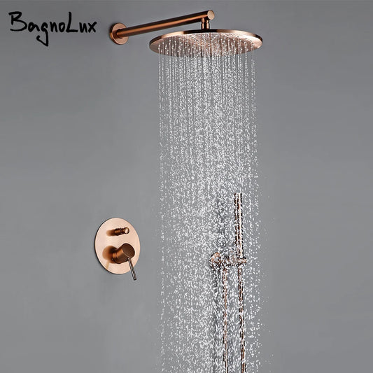 Brushed Rose Gold Shower Sets Brass Cold Bathroom