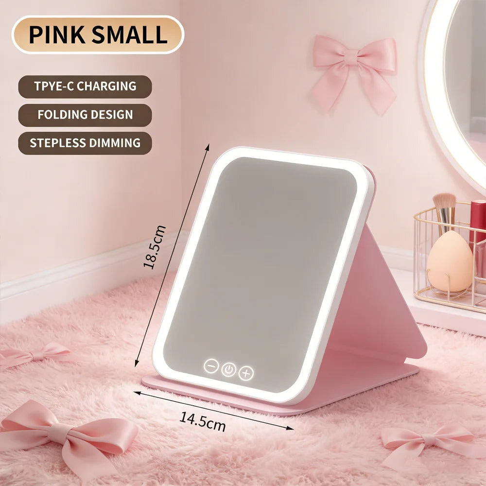 Led Lighted Makeup Mirror Foldable Rechargeable - Compact