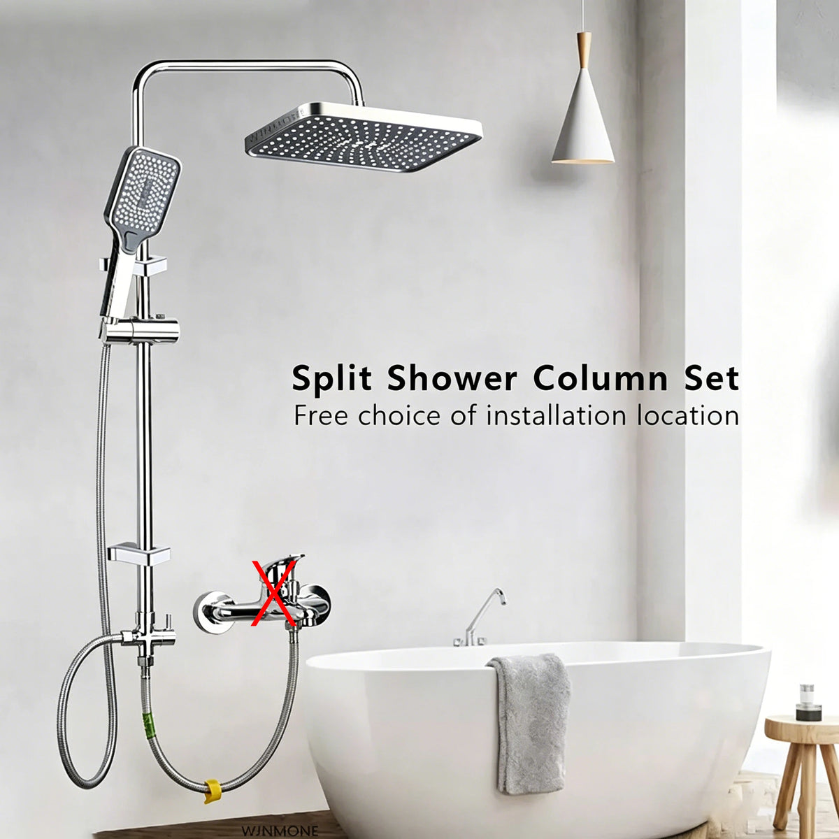 Black Silver Split Shower Column Bathroom Faucet Wall