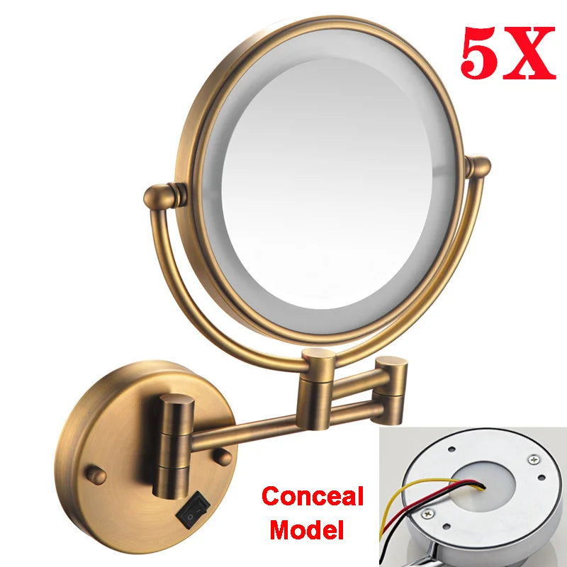 Brushed Gold Led Bathroom Mirrors Quality Brass Folding