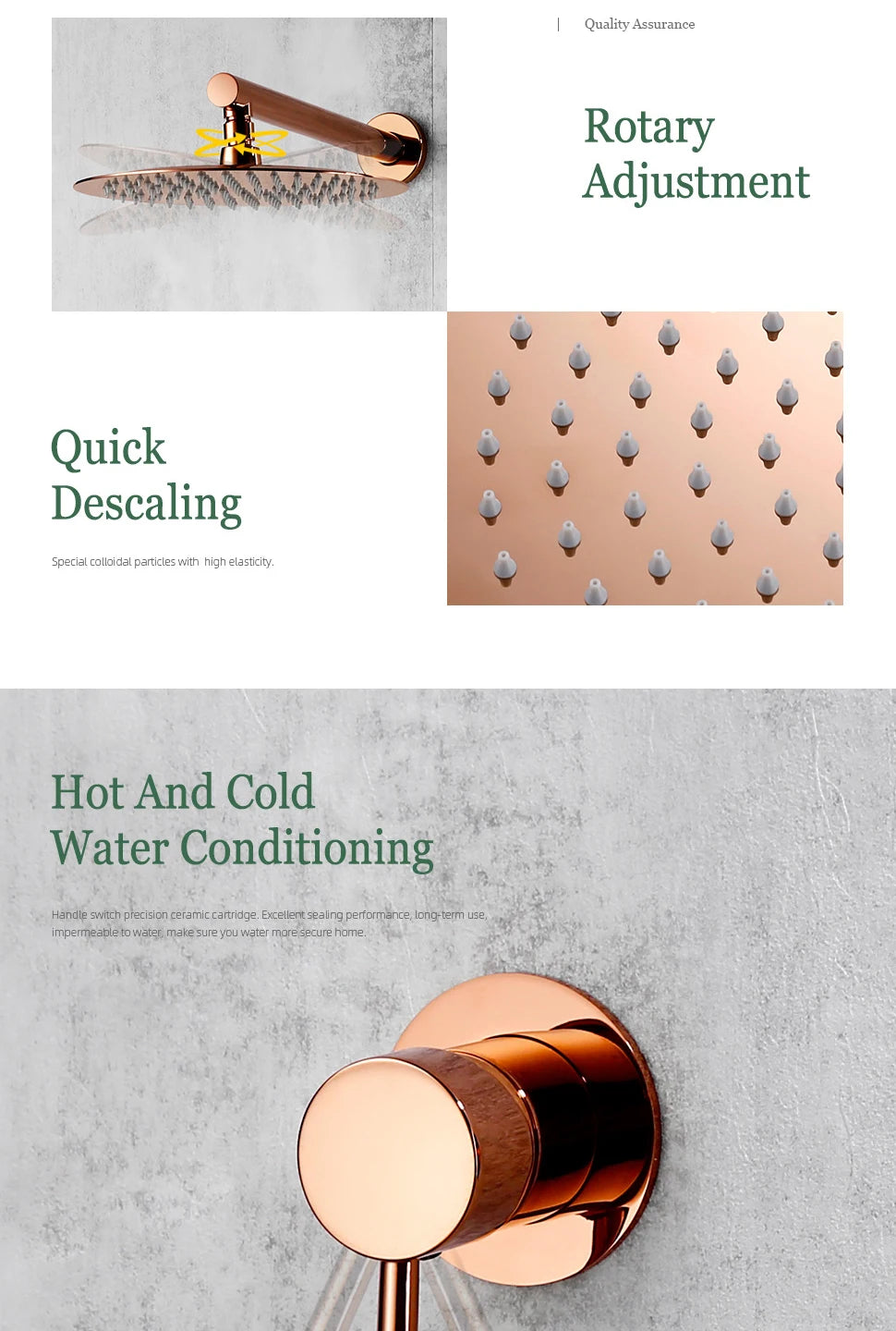 Bathroom Faucet Rose Gold Shower Wall Mounted 8/10/12