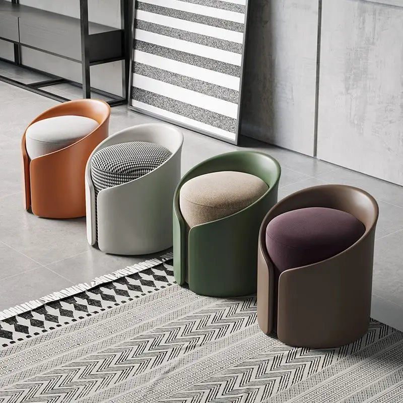Nordic-Style Round Pouf Versatile Multipurpose Stool Vanity Shoe