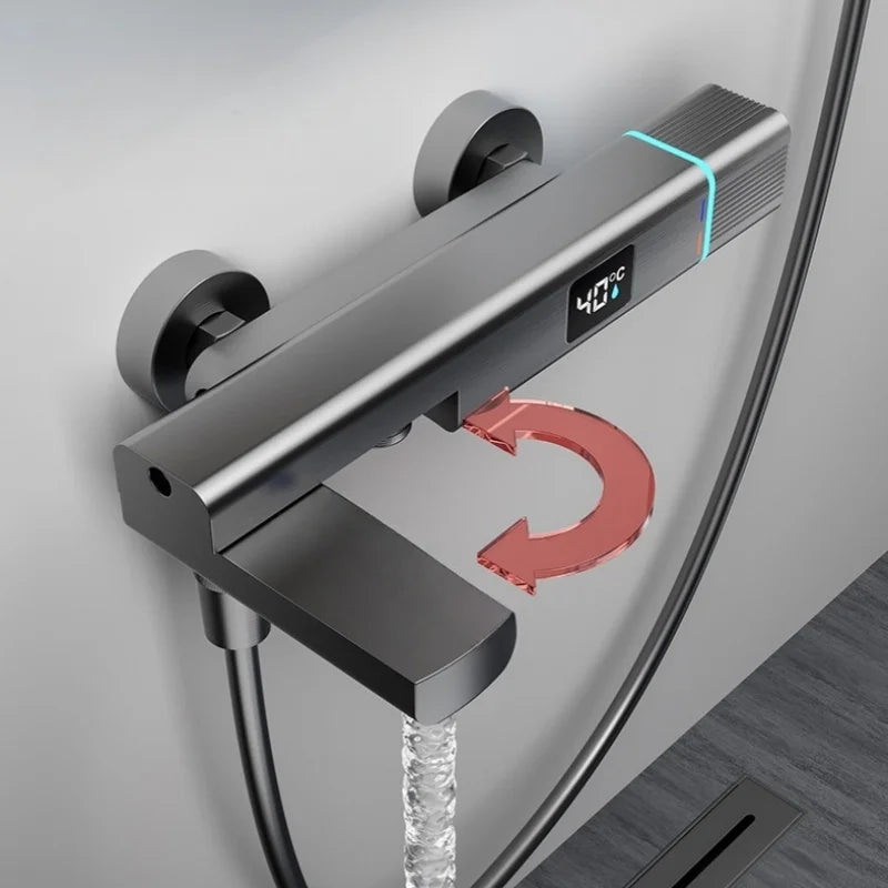 Temperature Display Bathtub Faucet Shower Complete Faucet Cold