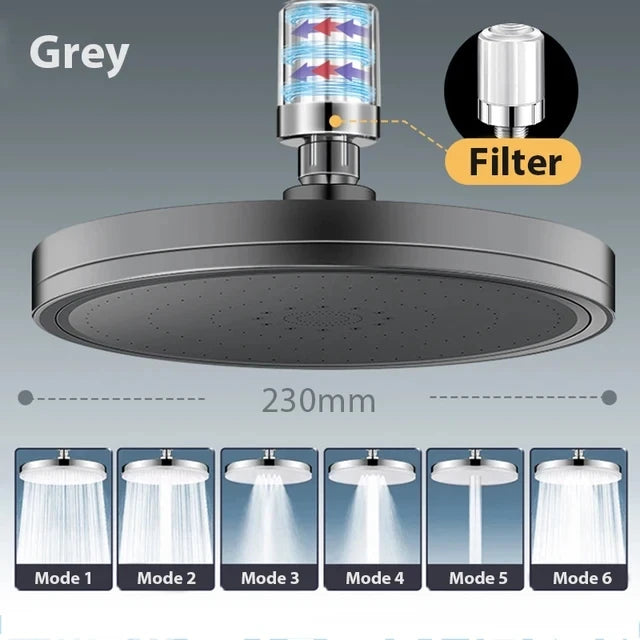 Modes Rainfall Shower Head Bathroom High Pressure Top