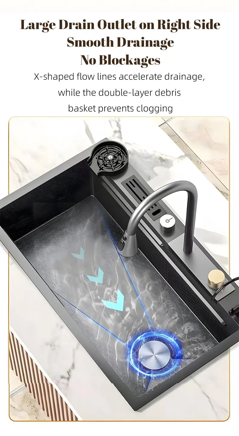Double Waterfall Mode Large Capacity Sink Double-Track