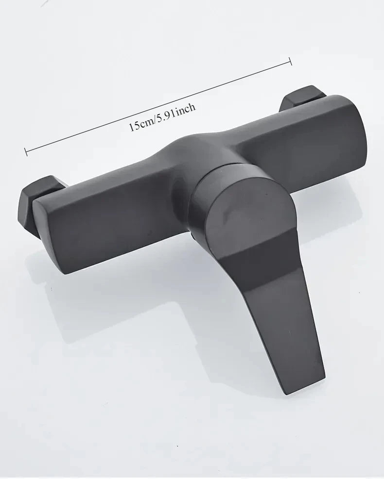 Black Bathroom Shower Faucet Wall-Mounted Mixer Valve Handle