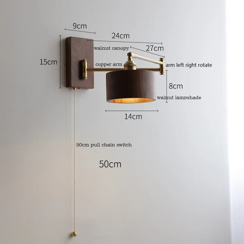 Iwhd Walnut Ash Wood Led Wall Lamp Sconce