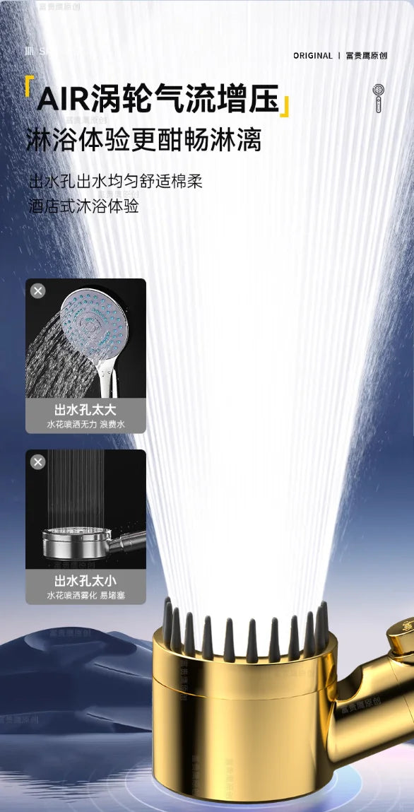 High Pressurized Filter Gold Shower Head Modes Adjustable