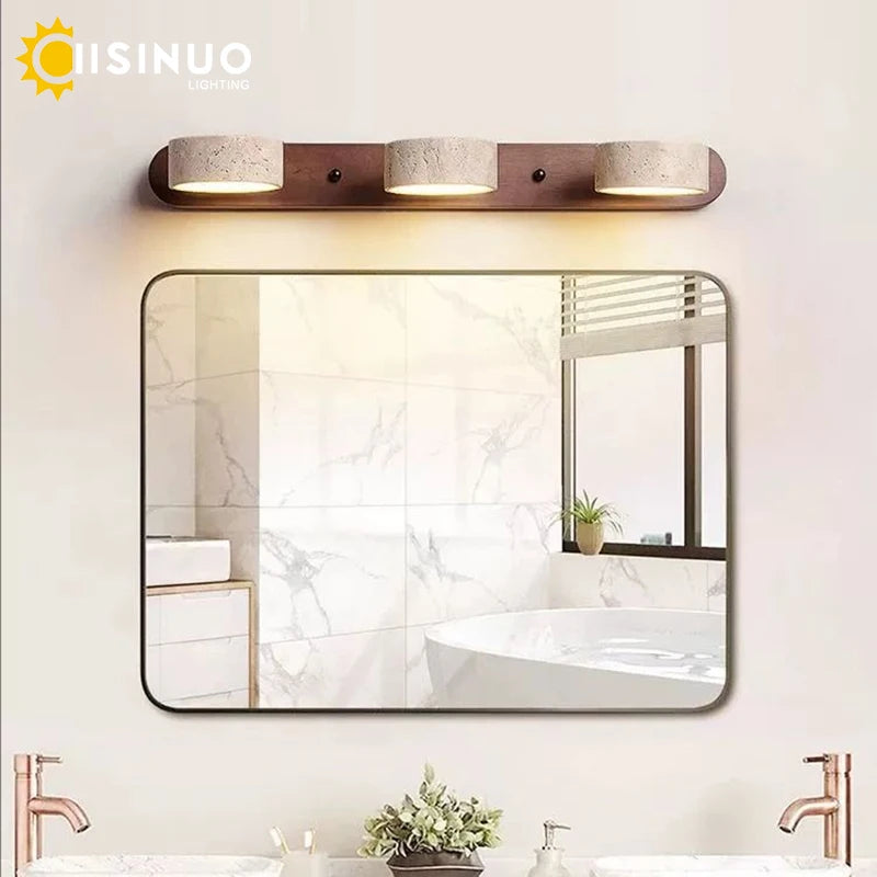 Rotatable Led Vanity Mirror Light Wabi Sabi Travertine