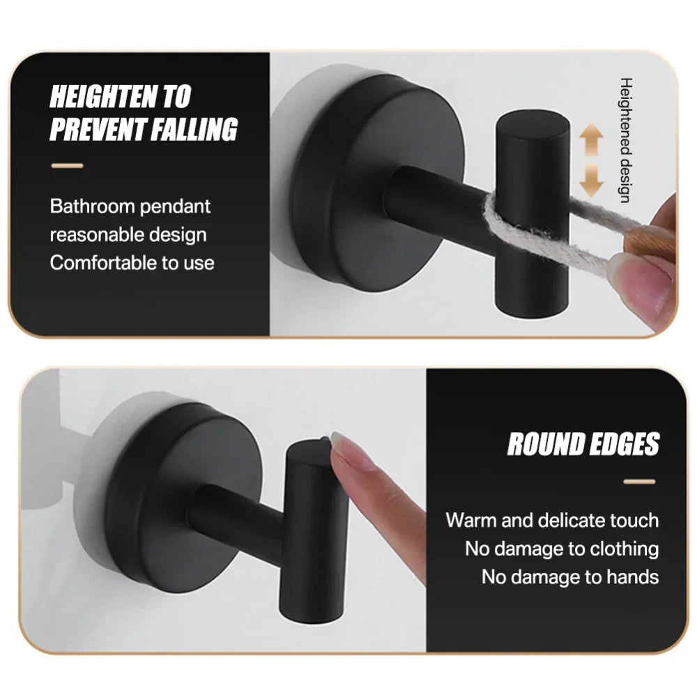 2pcs Polished Bathroom Towel Hooks Stainless Steel Coat
