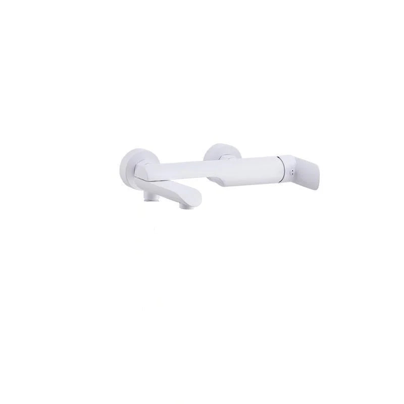 Brass Wall-Mounted Shower Faucet Handle Tap White Chrome