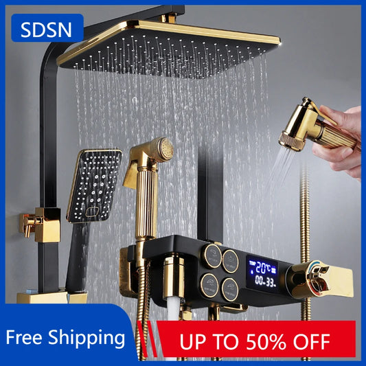 Thermostatic Bathroom Shower System Solid Brass Bathroom Faucets