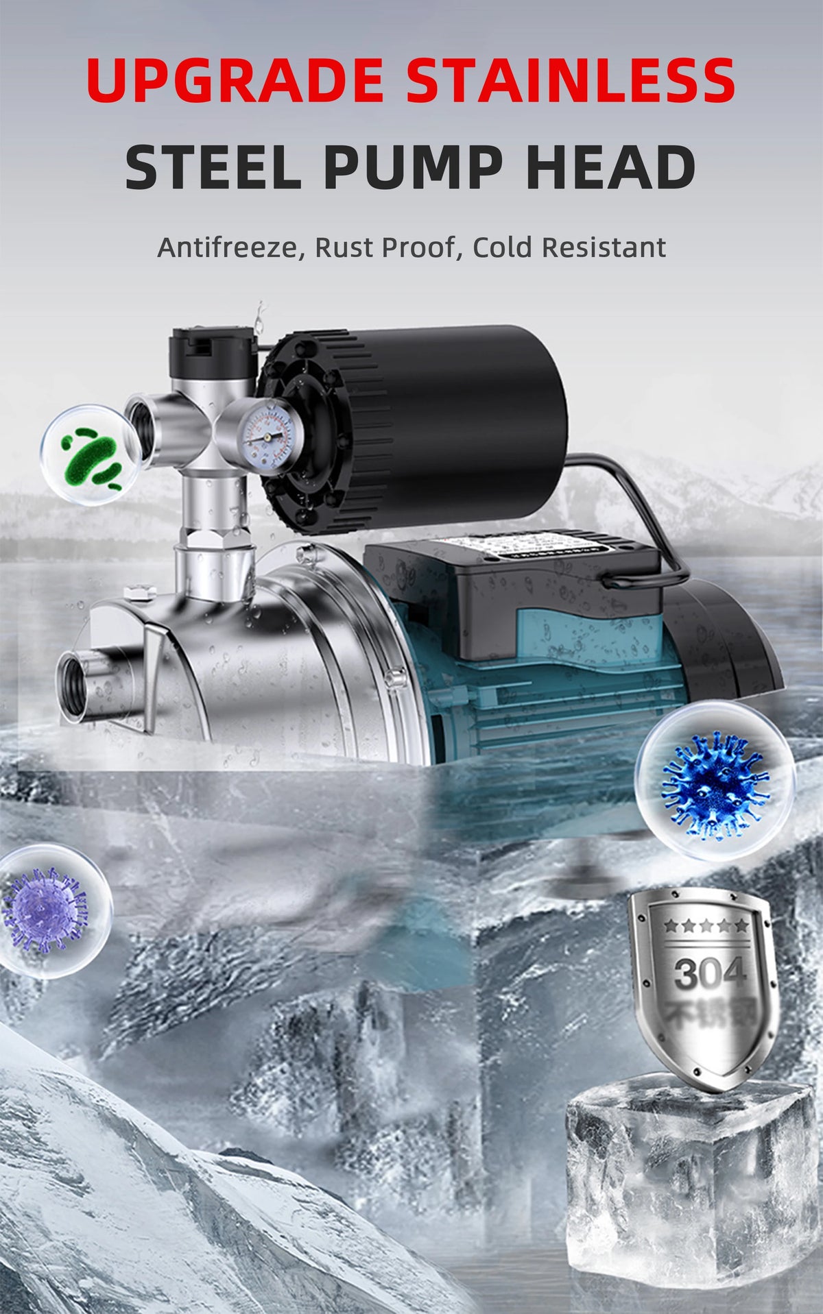 Electric Jet Pump Stainless Steel Self-Priming Pump Tap