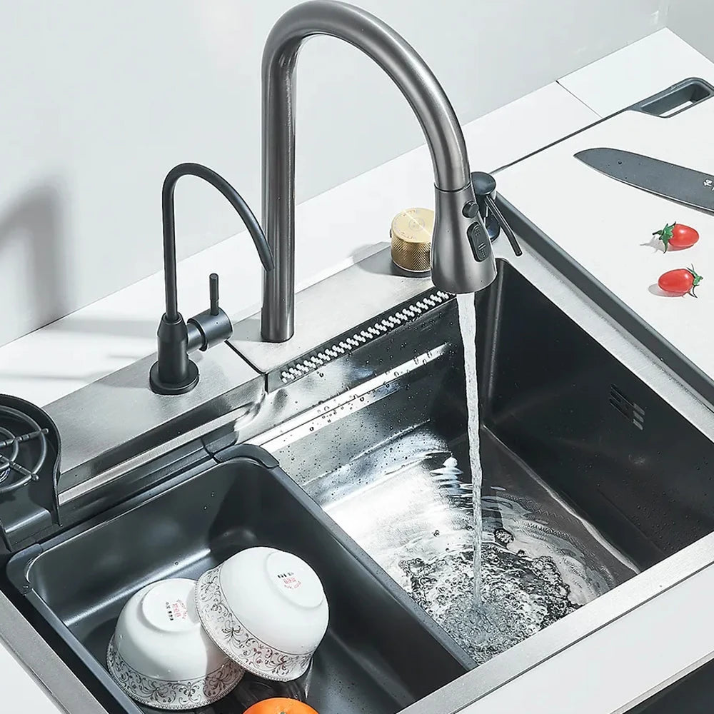 304 Stainless Steel Waterfall Sink Large Slot Integrated