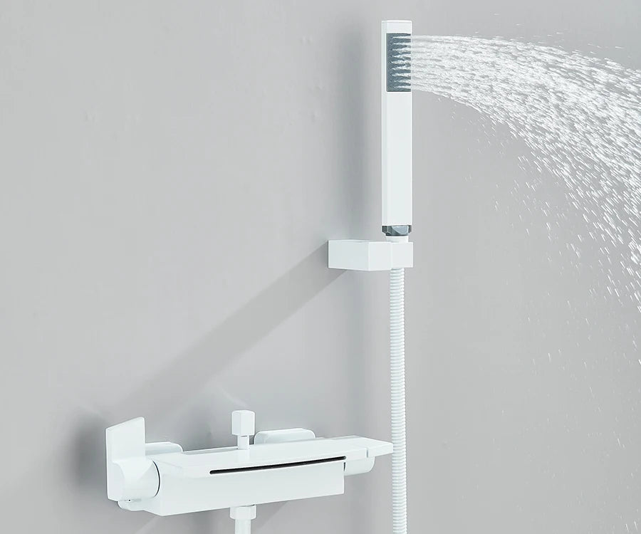 Black Waterfall Bathtub Shower Faucets Wall Mount Shower