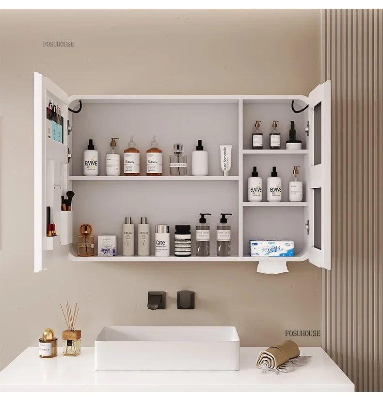 Arc-Shaped Smart Bathroom Mirror Cabinet Wall-Mounted Bathroom