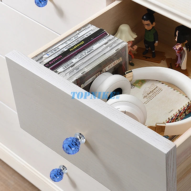 Colorful Crystal Glass Ball Pulls Knobs Wardrobe Door