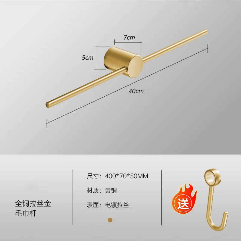 Bathroom Towel Rack Brass Wall-Mounted Toilet Space White