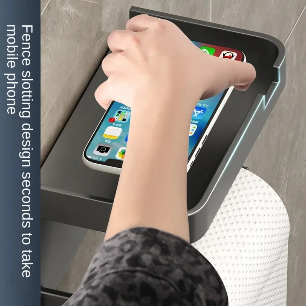 No Drill Toilet Paper Holder Wall Mounted Shelf