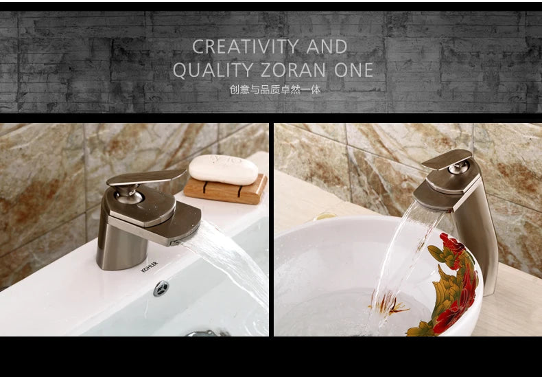 Becola All Copper Gold/Chrome/Brushed Duckbill Waterfall Faucet