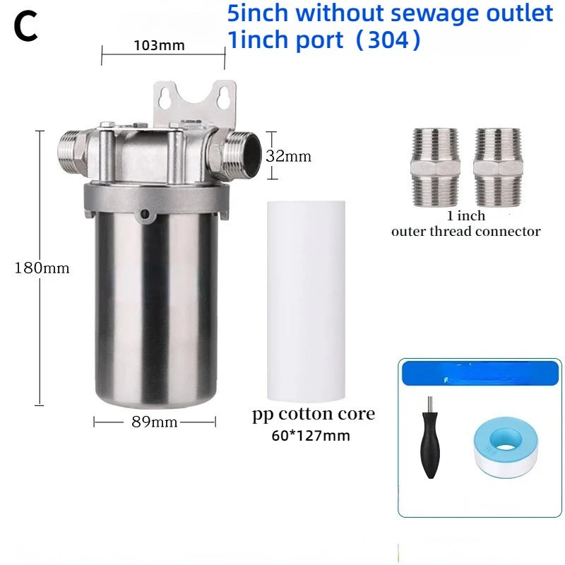 1pc 304/316 Stainless Steel Prefiler Water Filter Industrial