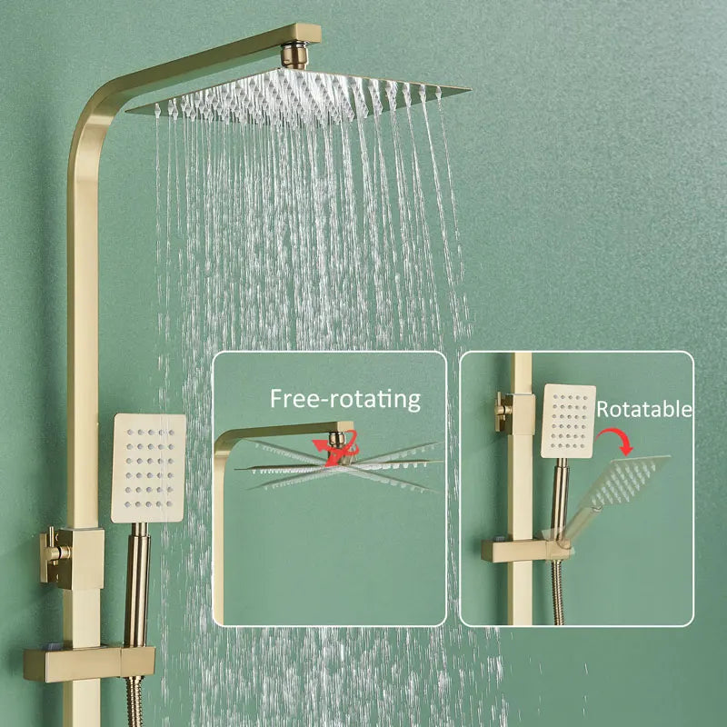 Brushed Gold Bathroom Shower Faucet Brass Bath Faucet