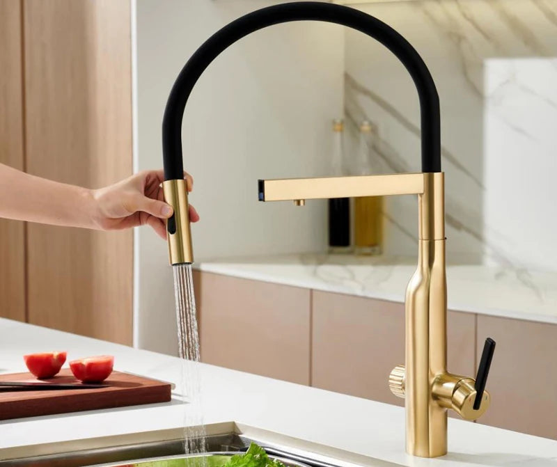 Brushed Rose Gold Brass Pull-Out Cold Water Hole