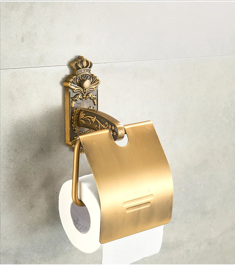 Antique Bathroom Hardware Wall-Mounted Towel Rack Toilet Brush