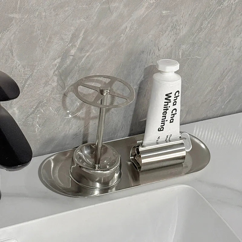 Stainless Steel Toothbrush Toothpaste Holder Wall Mounted