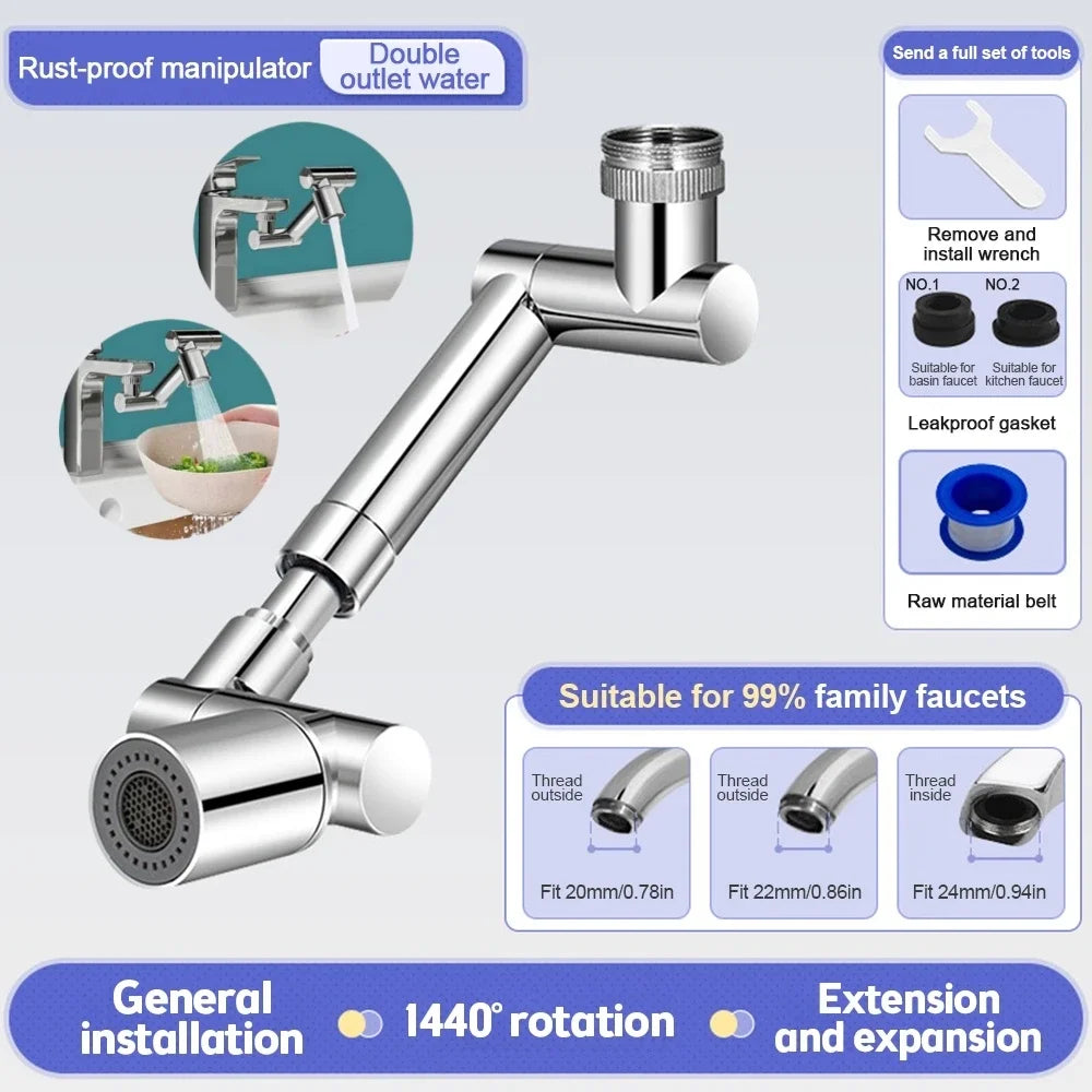 1440 Scalable Metal Faucet Aerator Splash-Proof Bathroom Tap