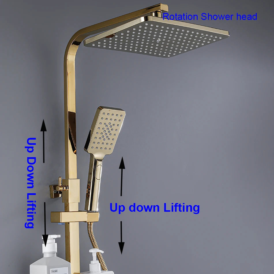 12 Inch Rainfall Shower System Bathroom Luxury Thermostatic