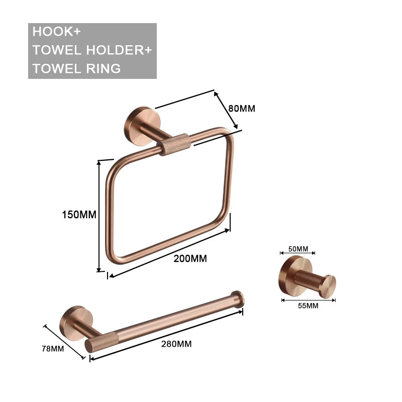 Brushed Rose Gold Toilet Brush Holder Toilet Paper