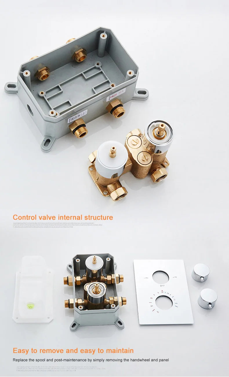 Solid Brass Valve Concealed Thermostat Trim Two Or
