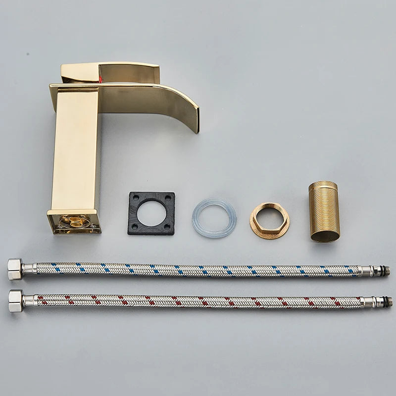 Waterfall Bathroom Basin Sink Faucet Handle Mixer Tap