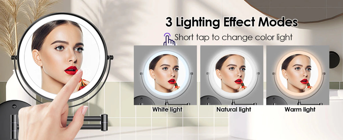 Touch Led Folding Bathroom Mirrors Double Face 5x