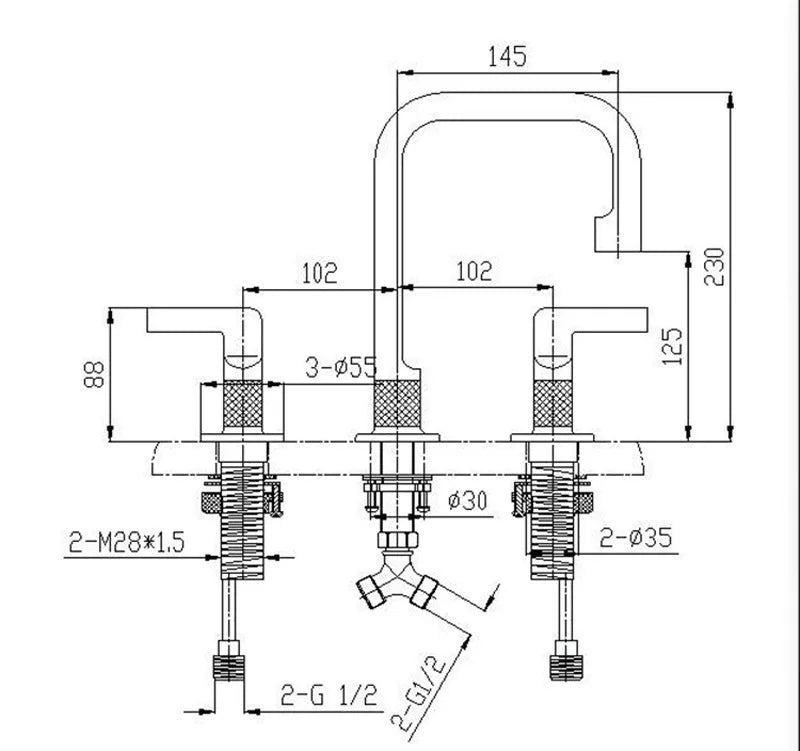Brushed Rose Gold Widespread Basin Faucet Total Brass