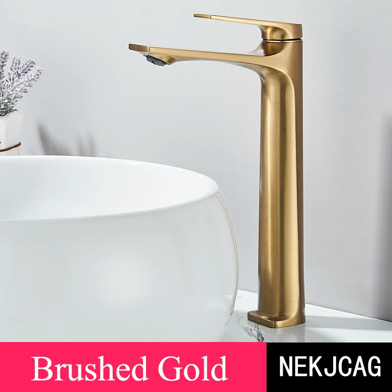 Brass Core Modern Bathroom Sink Faucet Handle Deck