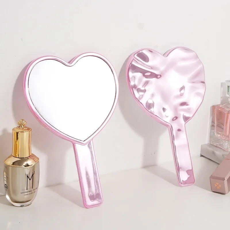 Eyelash Extensions Handheld Mirror Heart Shape Vanity Mirror