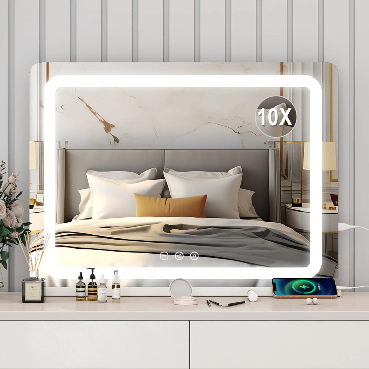 Led Bathroom Mirror 80x55cm Wall Mounted Touch Control