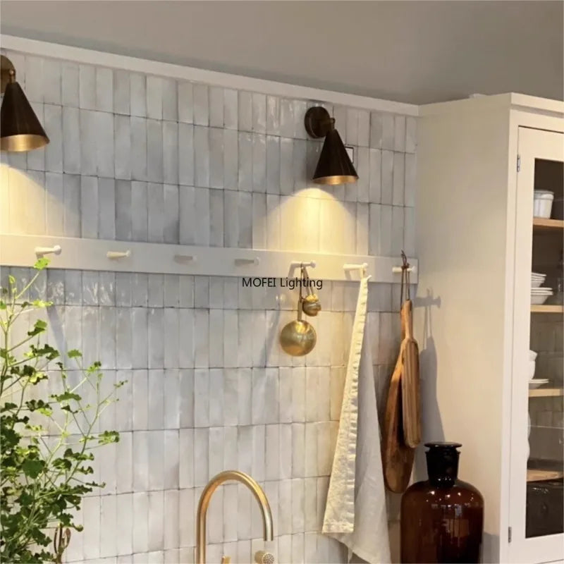 Nordic Full Copper Retro Wall Lamp Master Bedroom