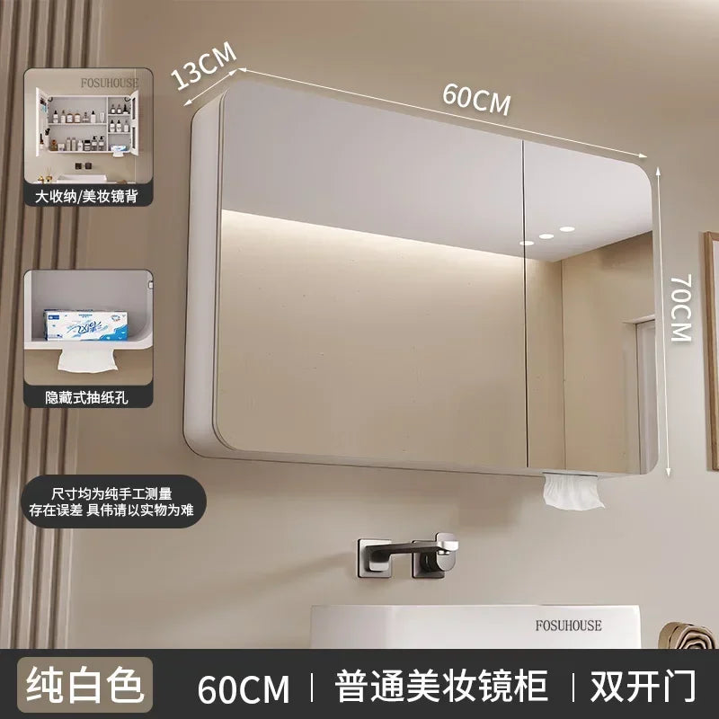 Minimalist Modern Arc-Shaped Smart Bathroom Mirror Cabinets