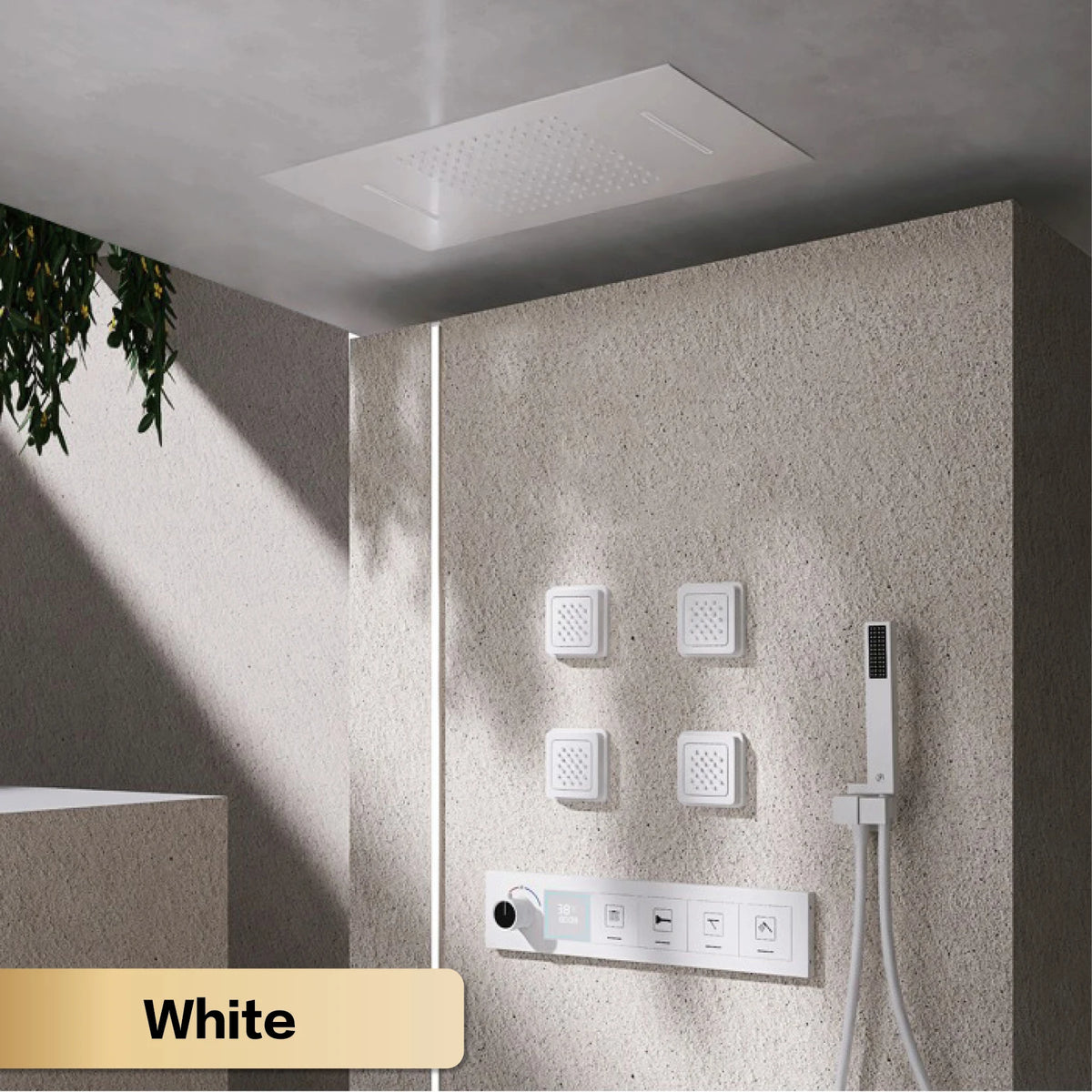 Gun Gray Brass Ceiling Constant Temperature Shower System