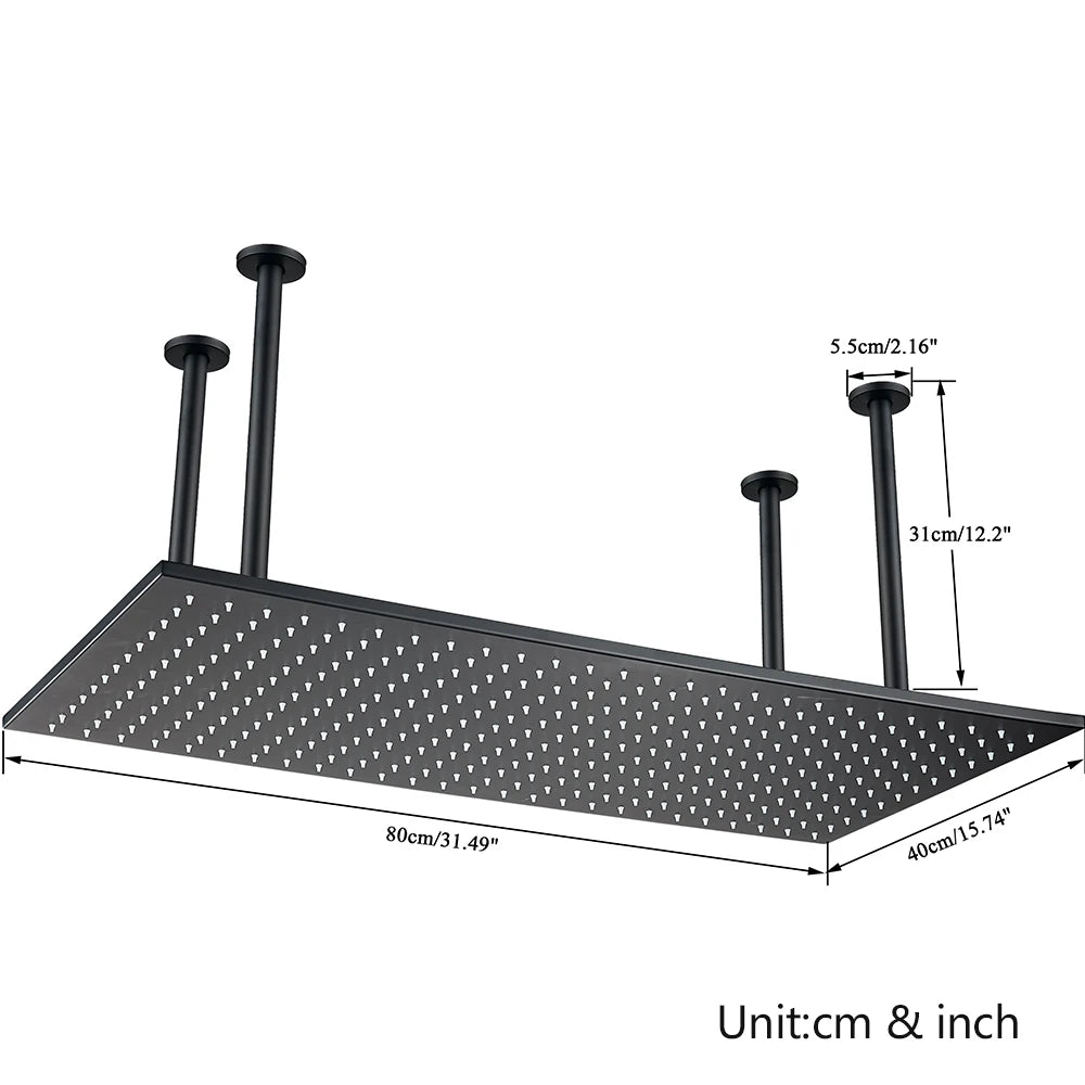 Rozin Brass Thermostatic Shower Faucet Black 40 80cm