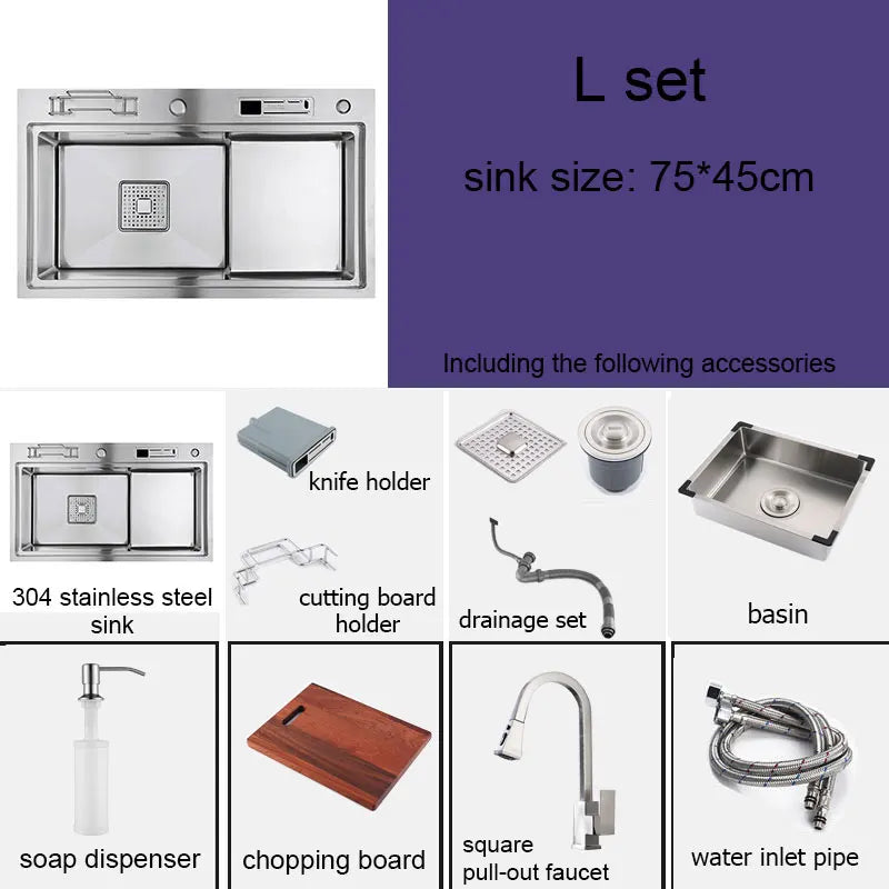 High Low Sink Water-Saving Design Matte Black Knife