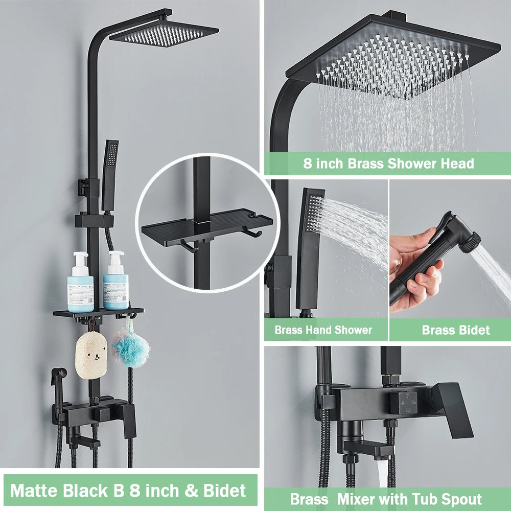 Rozin Rainfall Bathroom Shower Faucet Bidet Mixer Tap