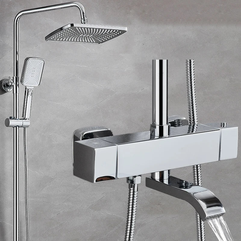 White Thermostatic Bathroom Shower 12 Inch Square Rain