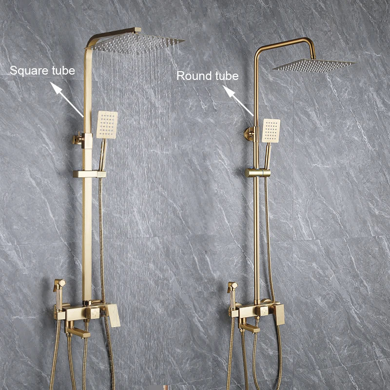 Oxg Brushed Nickel Gold Shower Faucet Bathroom Shower